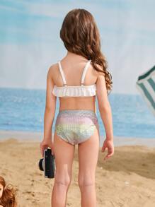 Ropa de playa de verano para niña bebé con ribete de volantes - Multicolor - Ver 2