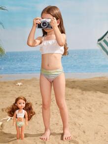 Ropa de playa de verano para niña bebé con ribete de volantes - Multicolor - Ver 3