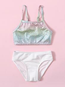 Baby Girl Fish Scale Metallic Beachwear Summer Beach - Multicolor - View 5