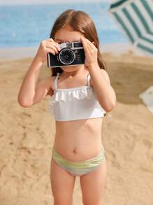 Ropa de playa de verano para niña bebé con ribete de volantes - Multicolor - Ver 4