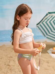 Ropa de playa de verano para niña bebé con ribete de volantes - Multicolor - Ver 5