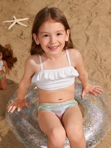 Ropa de playa de verano para niña bebé con ribete de volantes - Multicolor - Ver 6