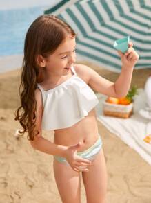 Ropa de playa de verano con volantes y detalles metálicos para niña bebé - Multicolor - Ver 3