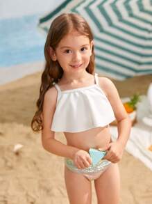 Ropa de playa de verano con volantes y detalles metálicos para niña bebé - Multicolor - Ver 5