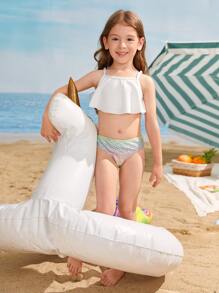 Ropa de playa de verano con volantes y detalles metálicos para niña bebé - Multicolor - Ver 6