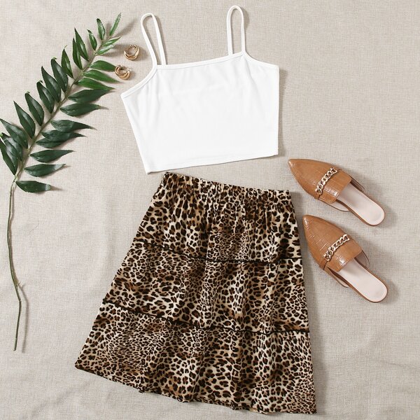 

Cami Top & Leopard Skirt, Multicolor