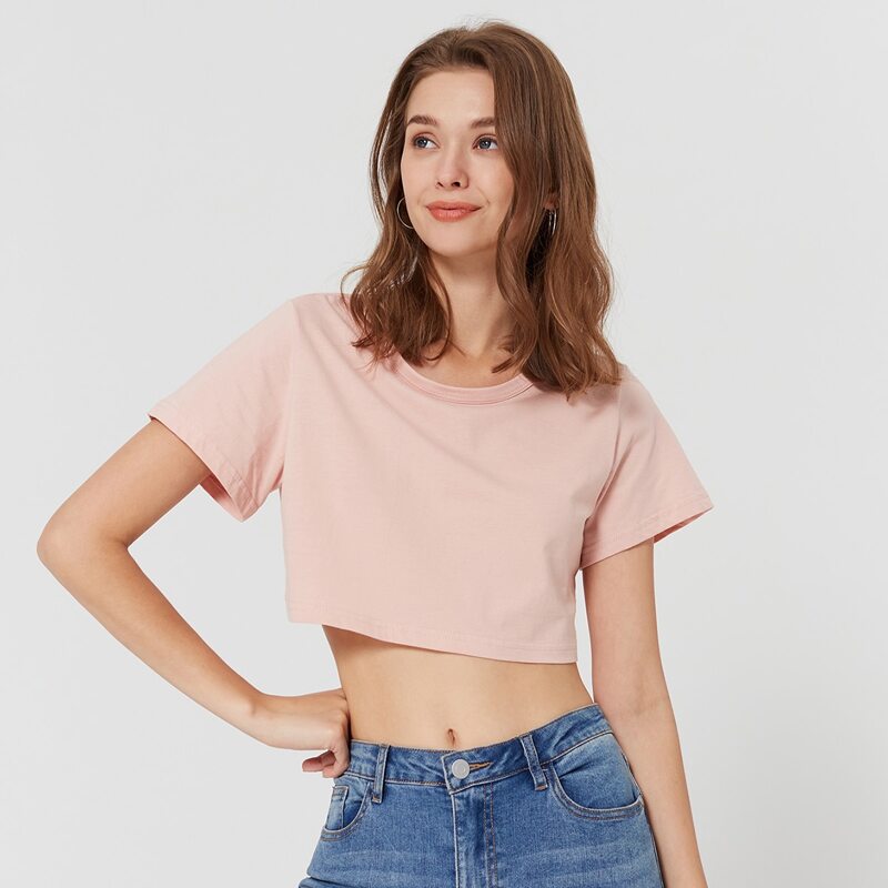 

Solid Crop Tee, Baby pink