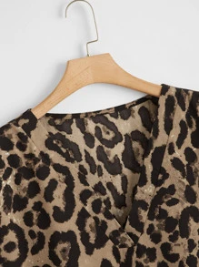 Mulvari Áo sơ mi Plus Size Cao thấp Báo Giải trí - Nhiều màu - Xem 3