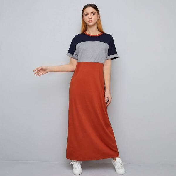 

Контрастное платье-футболка, Многоцветный