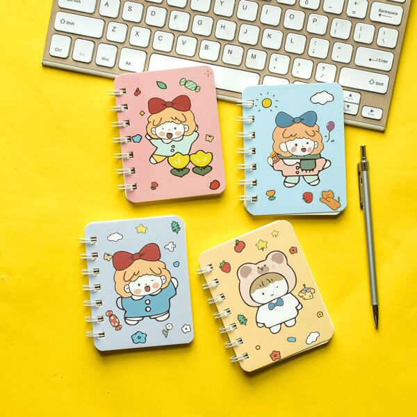 

1pc Cartoon Graphic Cover Random Spiral Notebook, Multicolor