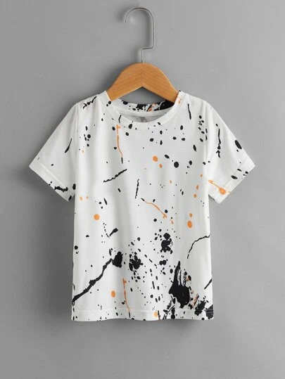 SHEIN Young Boy Splash Ink Short Sleeve Tee