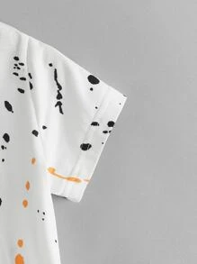 SHEIN Mali chłopcy Plama atramentu Krótki Rękaw Trójnik