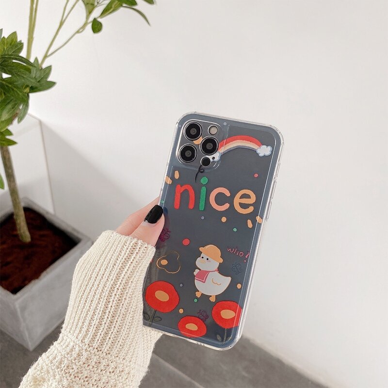 

Cartoon & Letter Graphic Phone Case, Multicolor