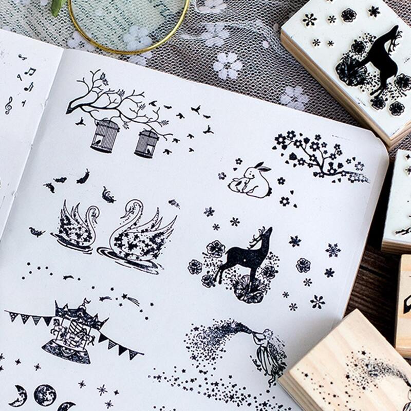 

1pc Random Pattern Wooden Stamp, Khaki