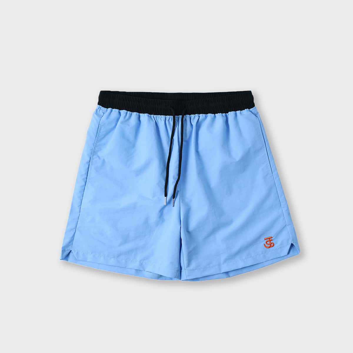 

Guys Embroidery Detail Drawstring Swim Trunks, Baby blue