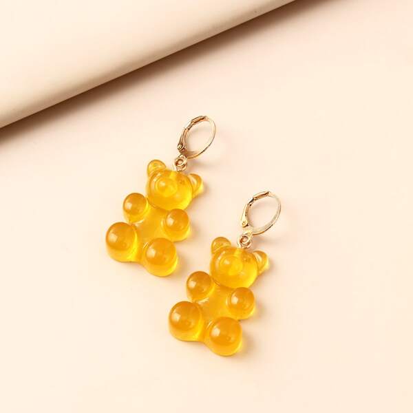 

Bear Charm Drop Earrings, Yellow