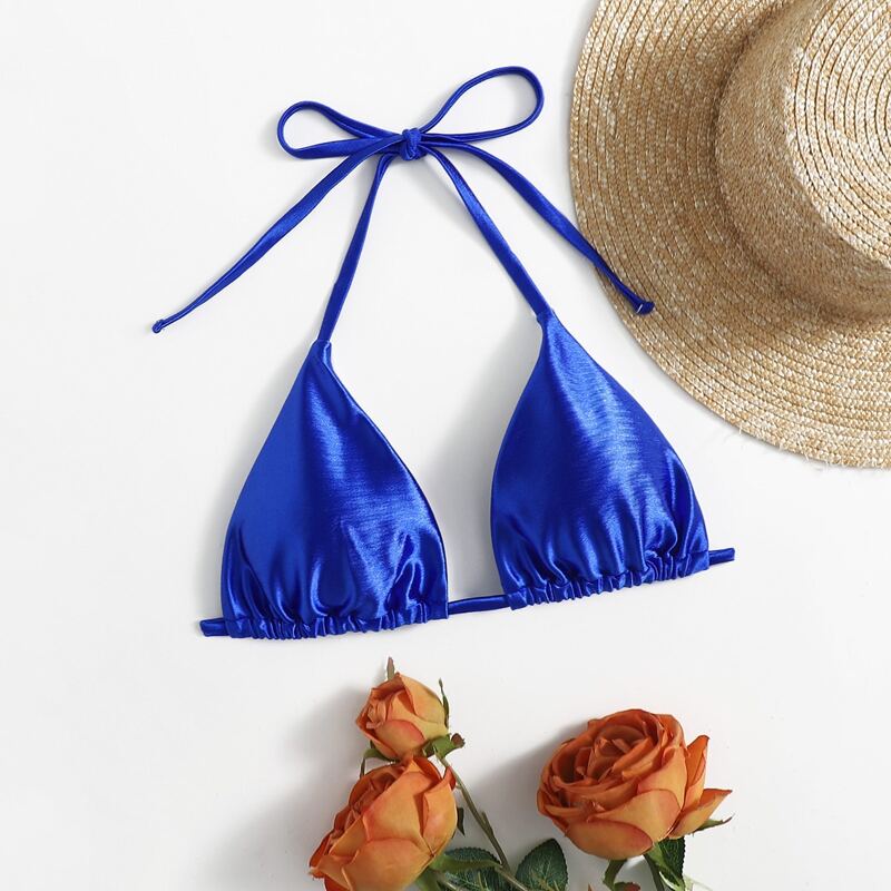 

Solid Triangle Halter Bikini Top, Royal blue