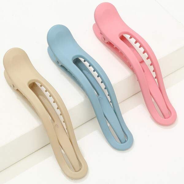 

3pcs Solid Hair Clip, Multicolor