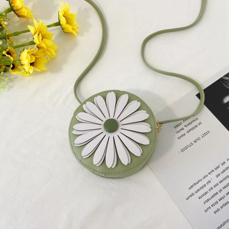 

Flower Pattern Round Bag, Green