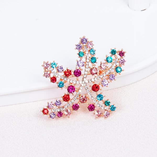 

Rhinestone Decor Starfish Design Brooch, Multicolor