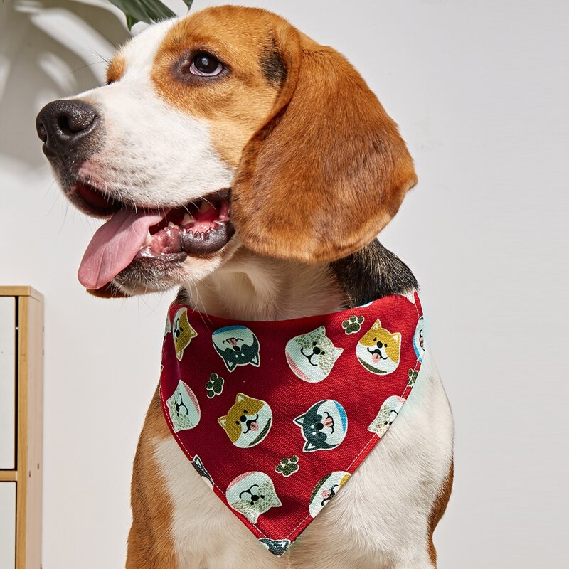 

Dog Print Pet Bandana, Red