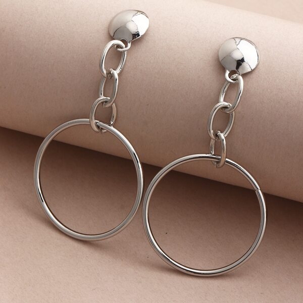 

Circle Drop Earrings, Silver