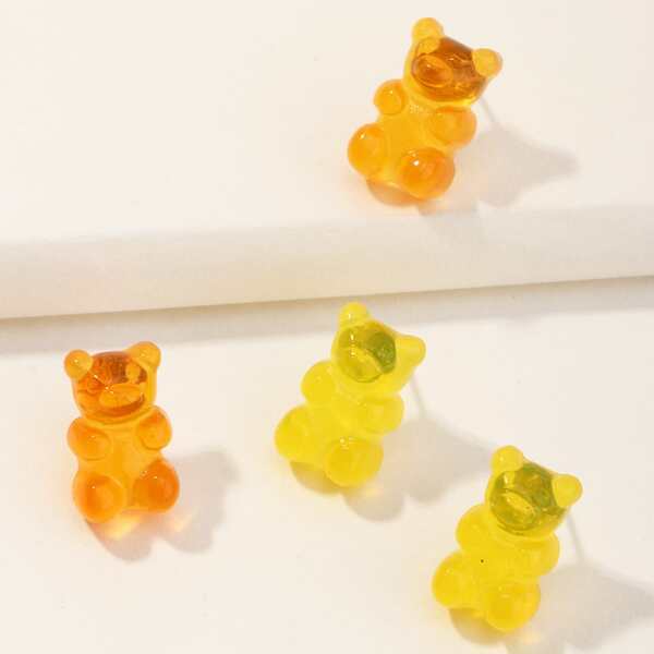 

2pairs Cartoon Bear Earrings, Multicolor