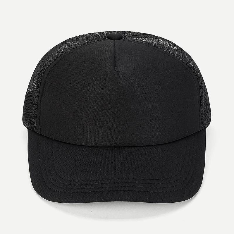 

Plain Contrast Mesh Baseball Cap, Black