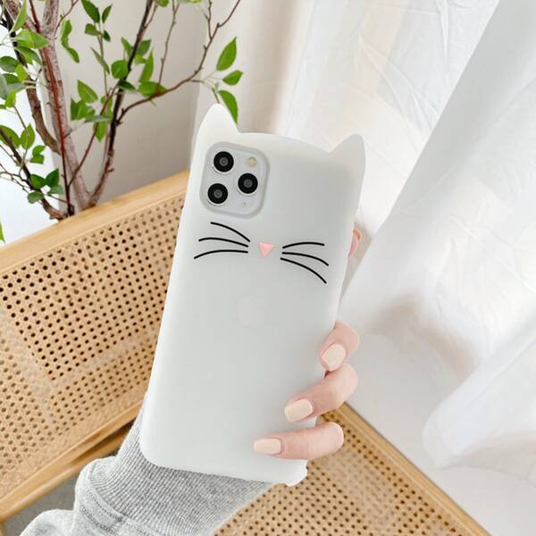 

Cat Whiskers Pattern Phone Case, White