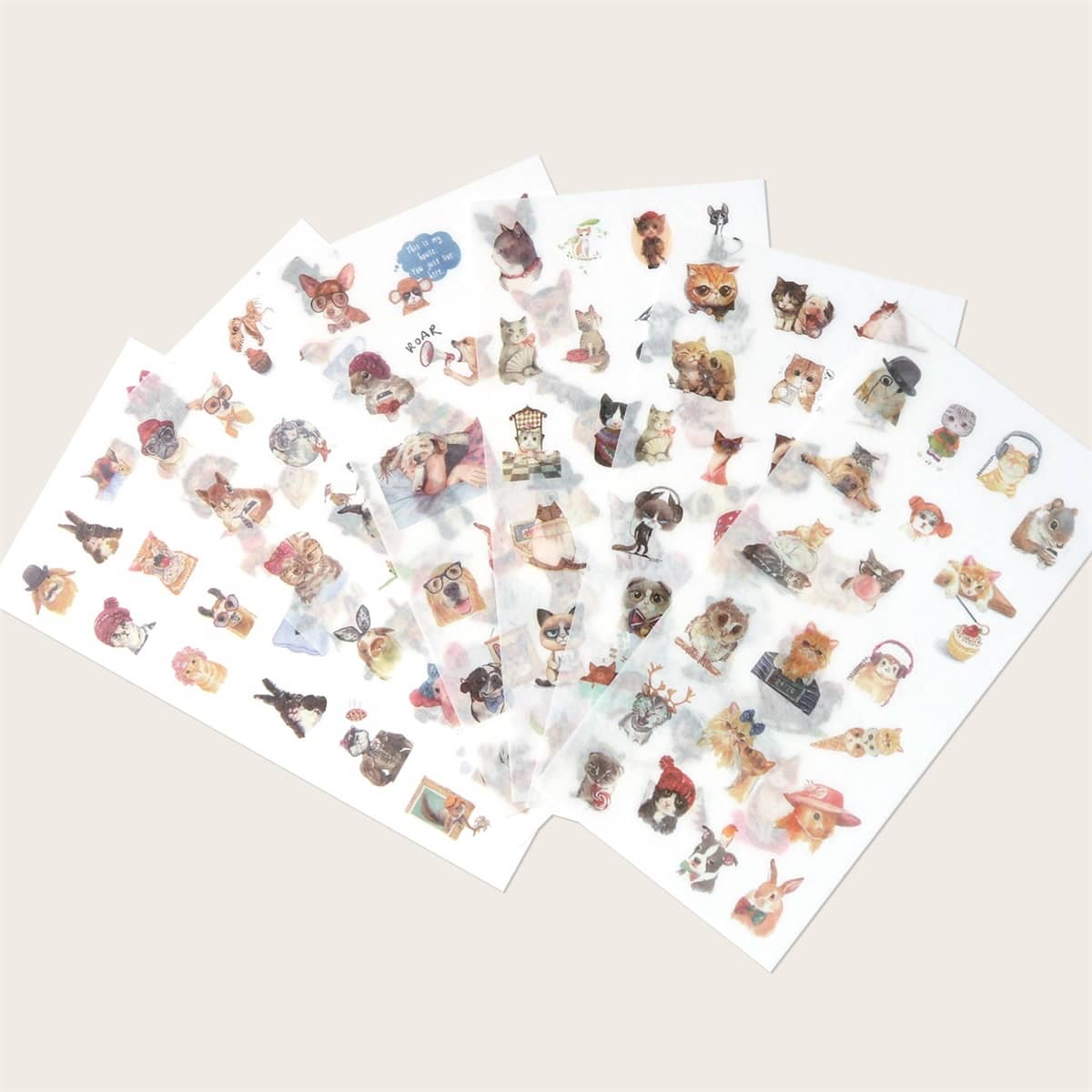 

6sheets Animal Pattern Sticker, Multicolor