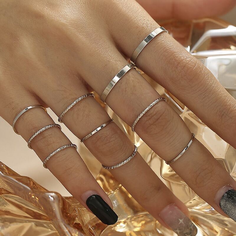 

10pcs Simple Ring, Silver
