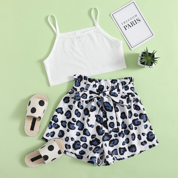 

Toddler Girls Cami Top & Leopard Belted Shorts Set, Multicolor