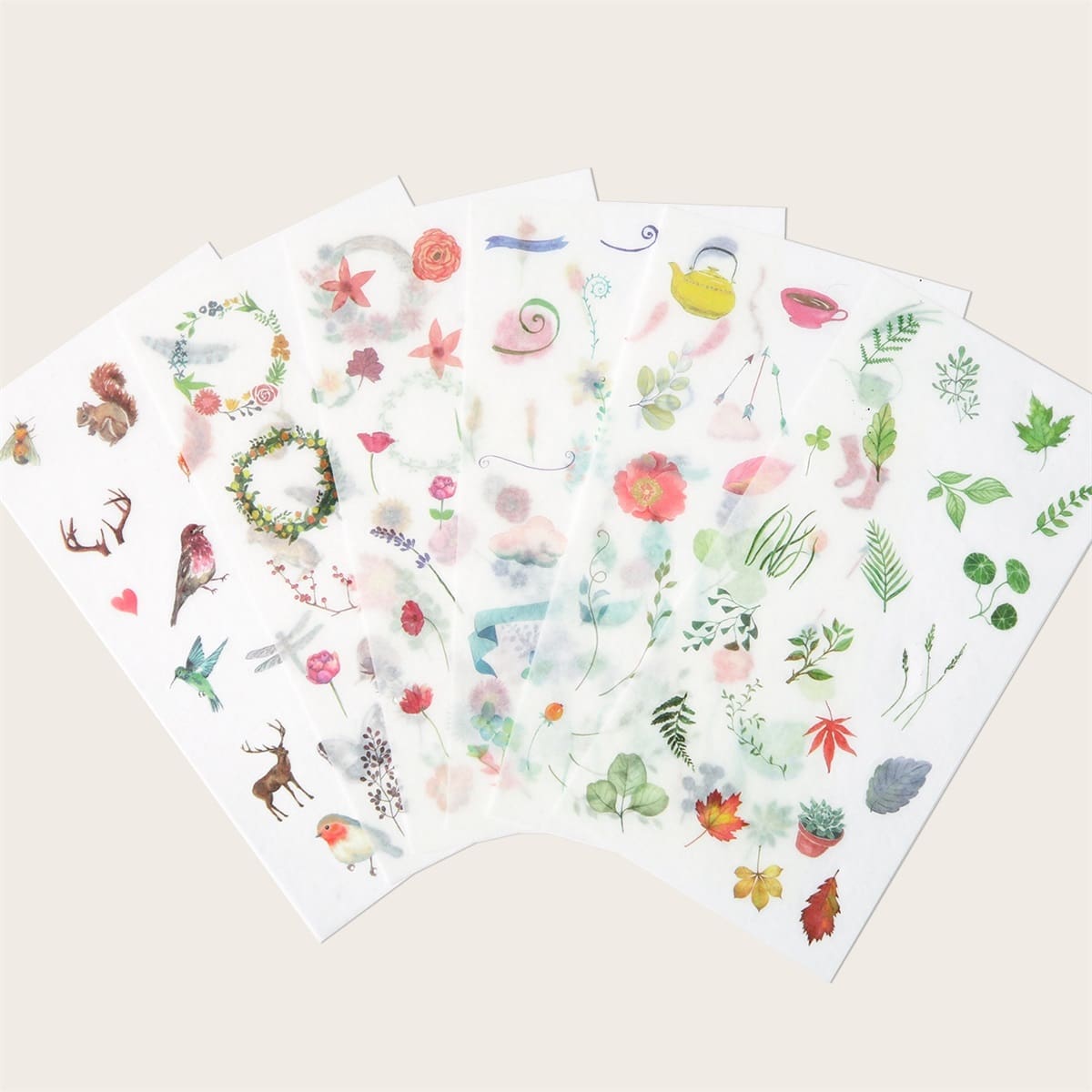 

6sheets Plants Pattern Sticker, Multicolor