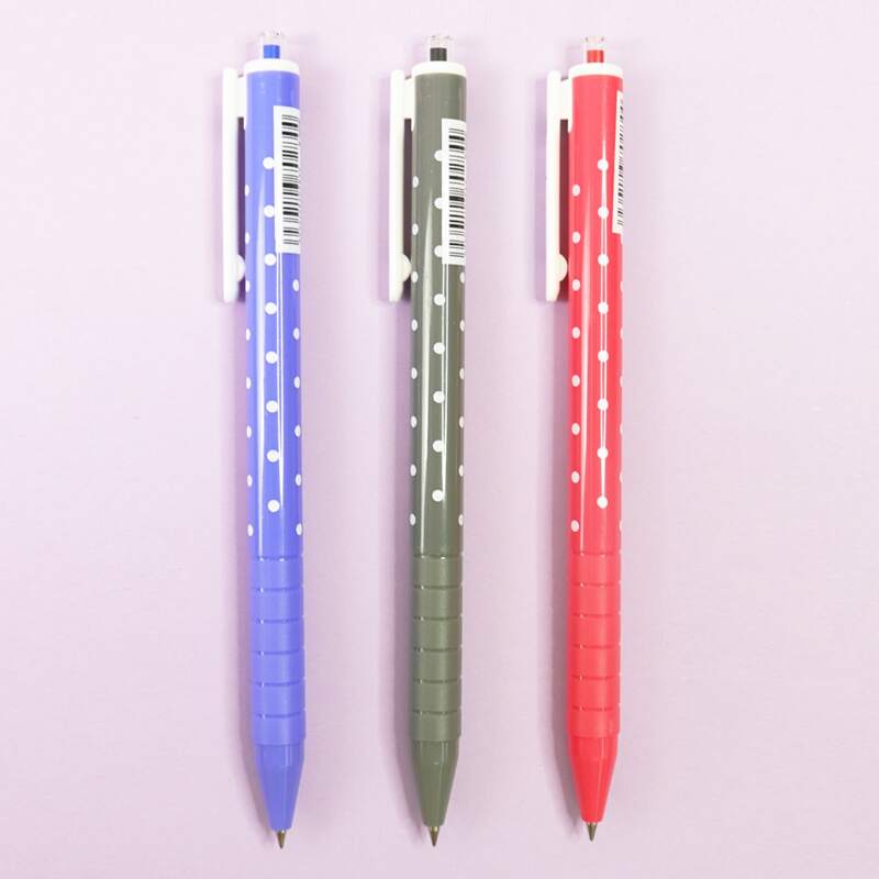 

3pcs Polka Dot Pattern Ballpoint Pen, Blue