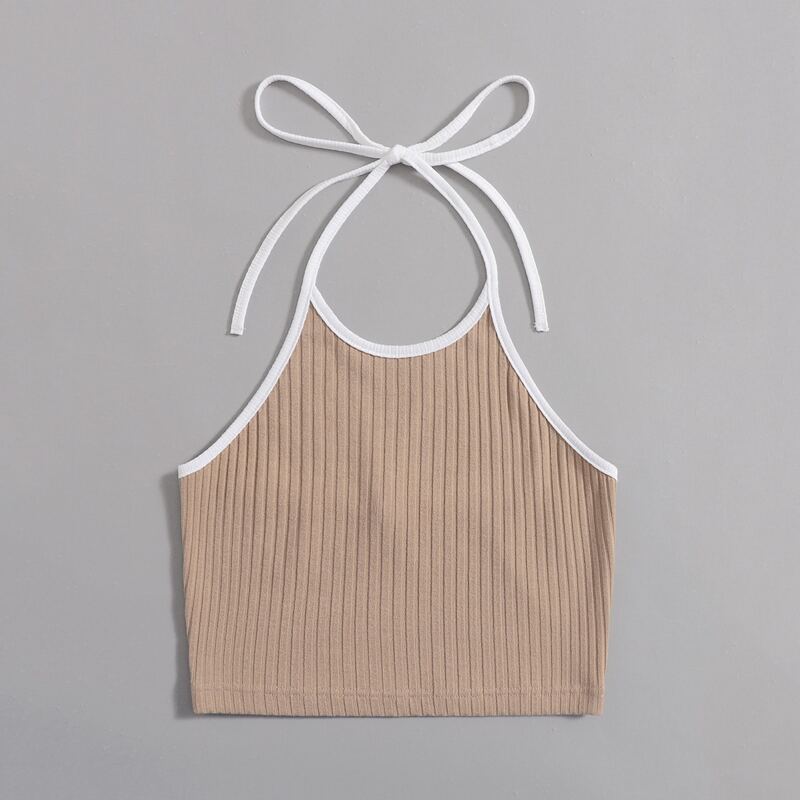 

Ringer Ribbed Halter Crop Top, Multicolor