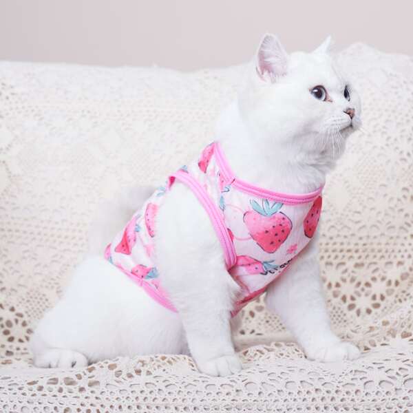 

Strawberry Print Pet Tank Top, Pink