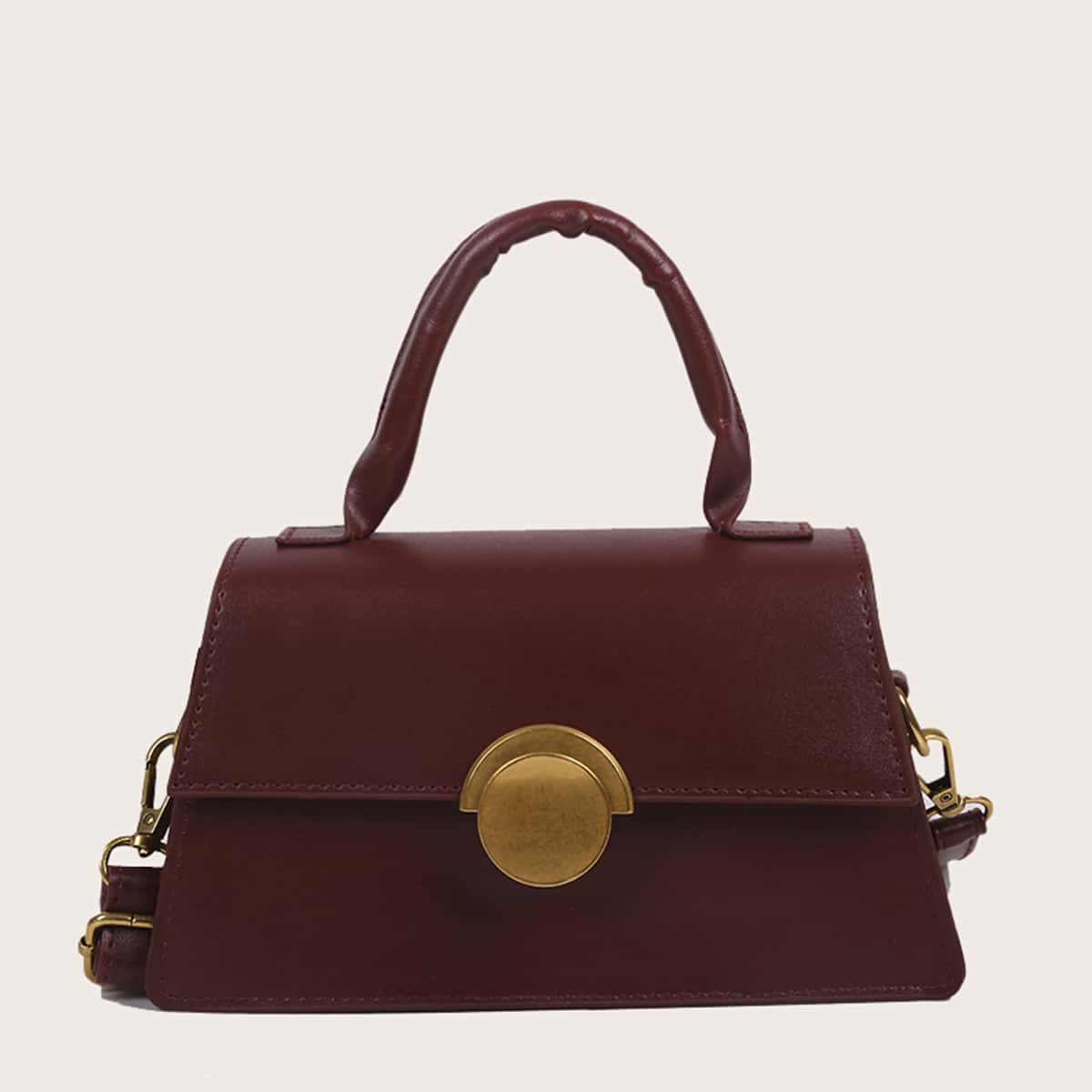 

Solid Satchel Bag, Coffee brown