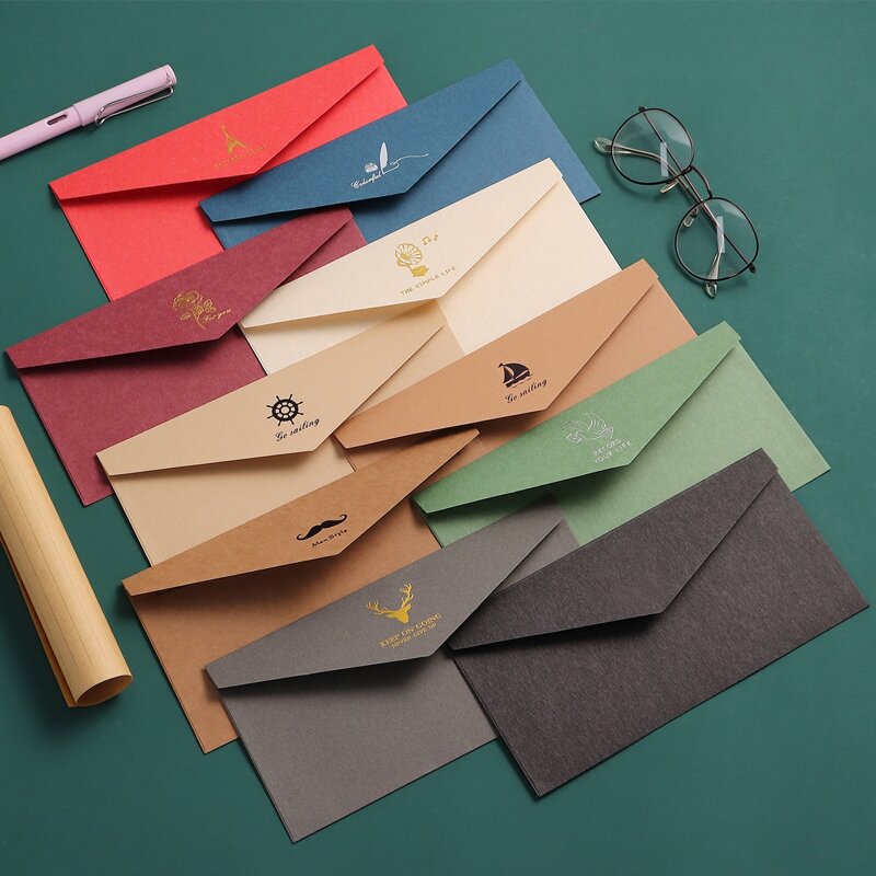 

10pcs Random Color Envelope & 15pcs Sticker, Multicolor