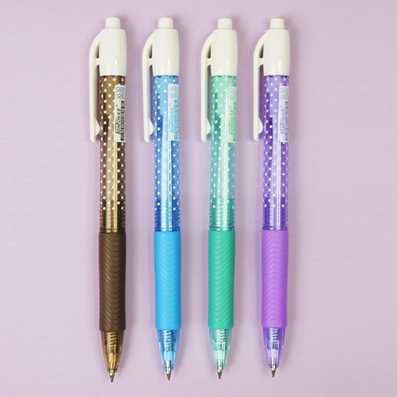 

4pcs Polka Dot Pattern Ballpoint Pen, Blue