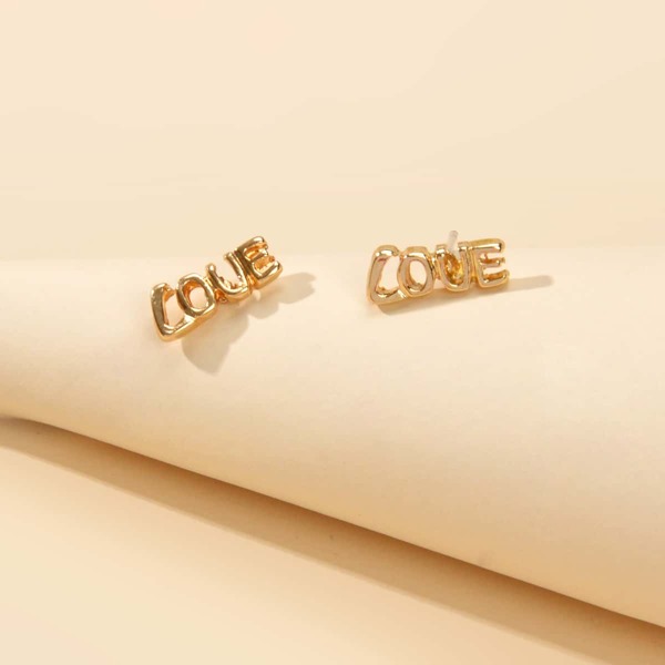 

Letter Design Stud Earrings, Gold