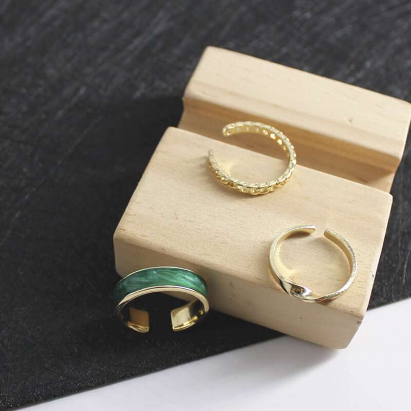 

3pcs Chain Design Ring, Green