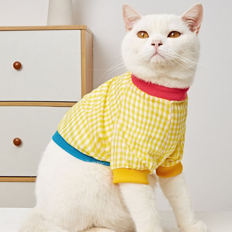

Plaid Pattern Pet Tee, Yellow