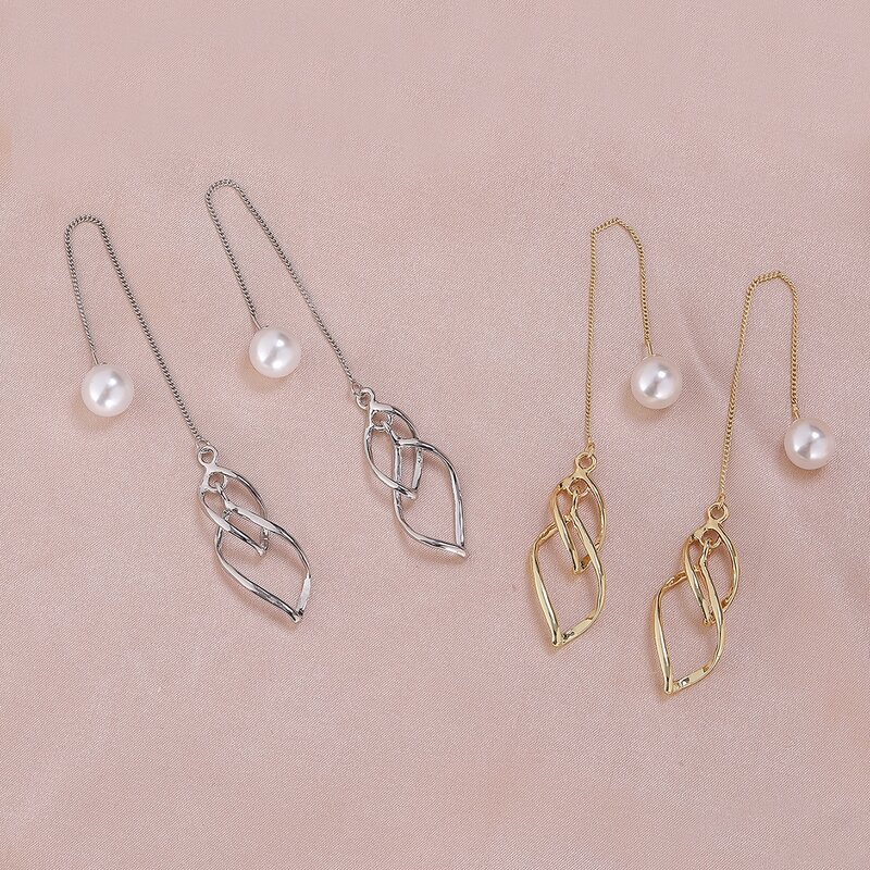 

2pairs Faux Pearl Drop Earrings, Multicolor