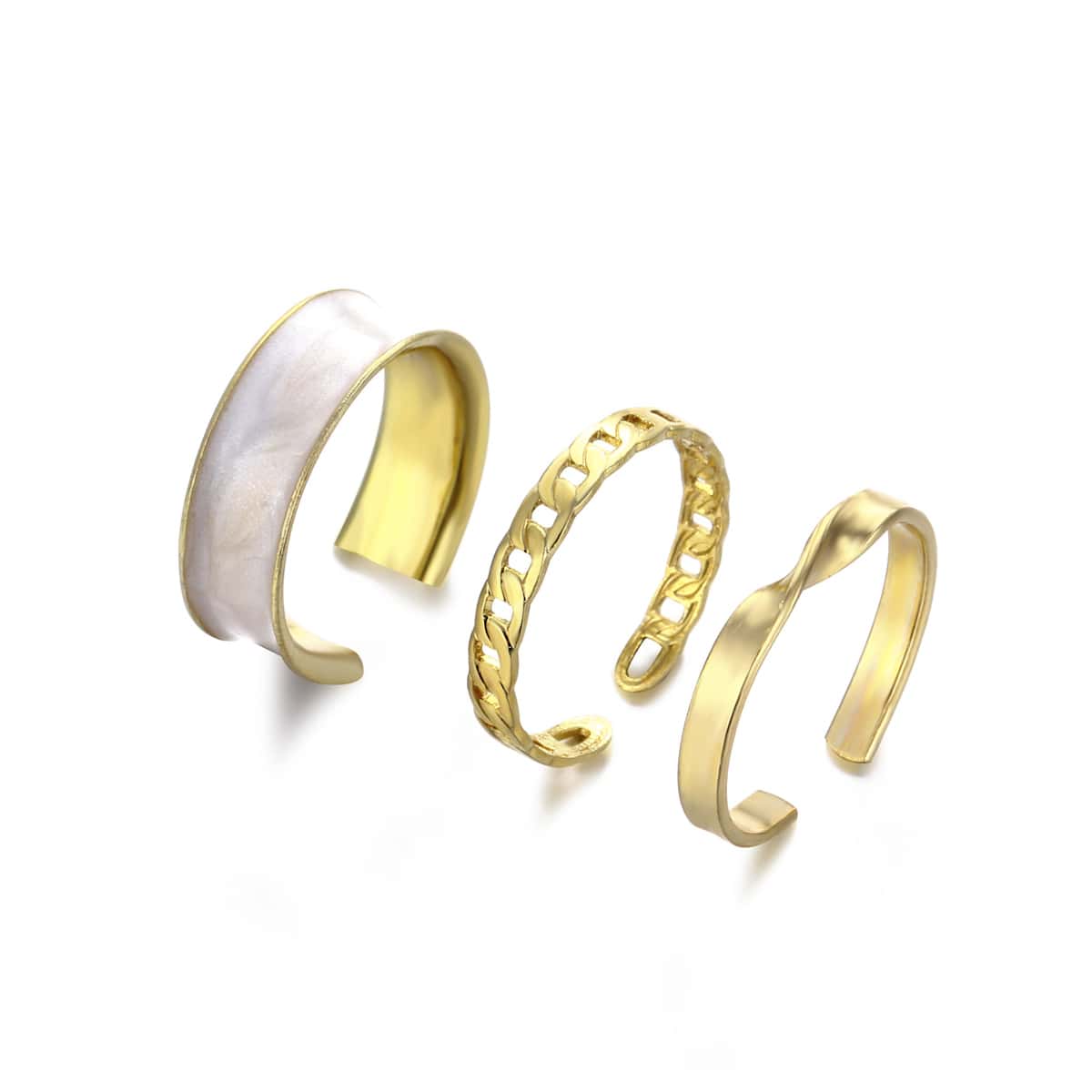 

3pcs Chain Design Ring, Gold