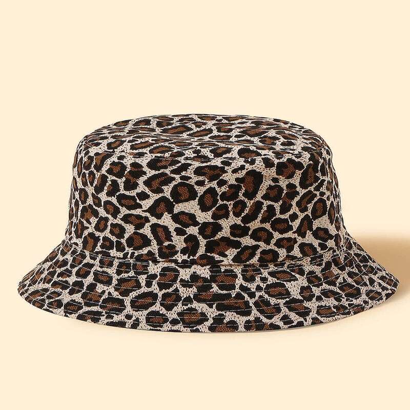 

Leopard Pattern Bucket Hat, Brown