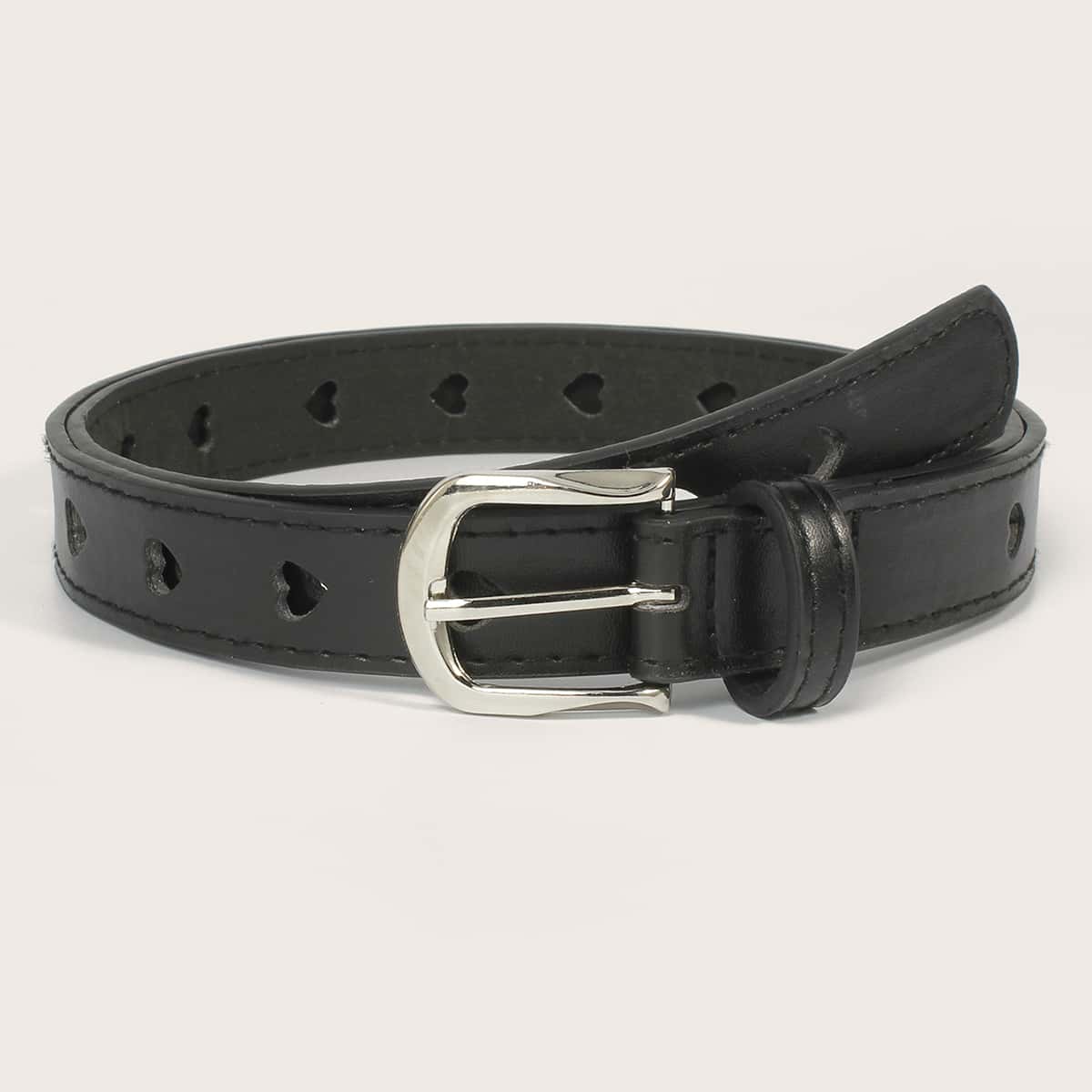 

PU Leather Heart Cut-out Belt, Black