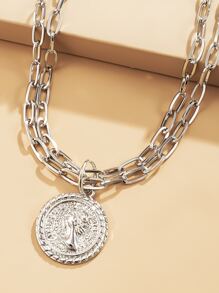 Collar con moneda - Plateado - Ver 4