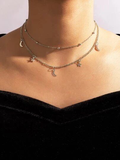 Многослойное ожерелье с луной - Топ-100 товаров на SHEIN