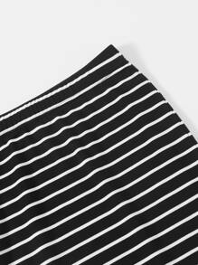 SHEIN LUNE Striped Pencil Skirt - Black and White - View 3