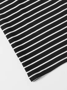 SHEIN LUNE Striped Pencil Skirt - Black and White - View 4